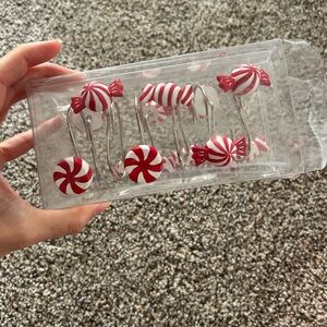 Red and White Candy Shower Curtain Hooks